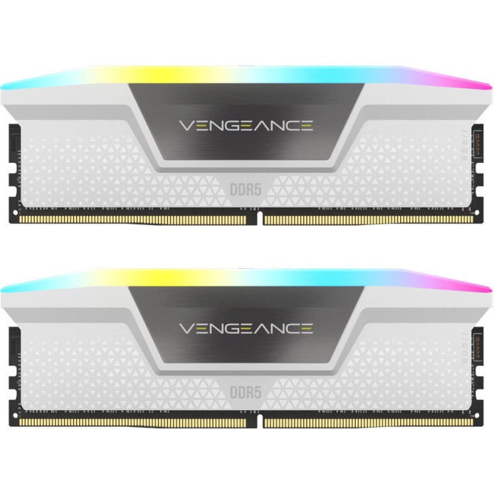 Модуль пам'яті CORSAIR Vengeance RGB White DDR5 6000MHz 32GB Kit 2x16GB (CMH32GX5M2B6000C40W)