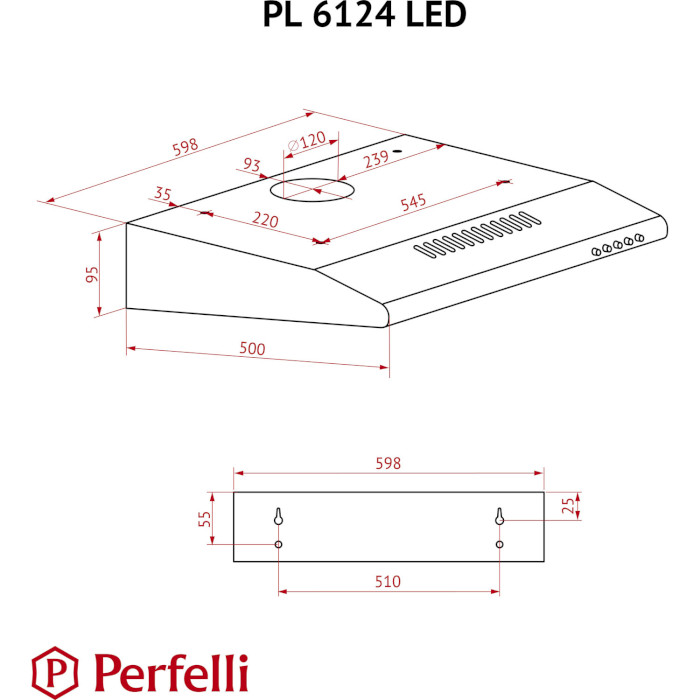 Вытяжка PERFELLI PL 6124 WH LED