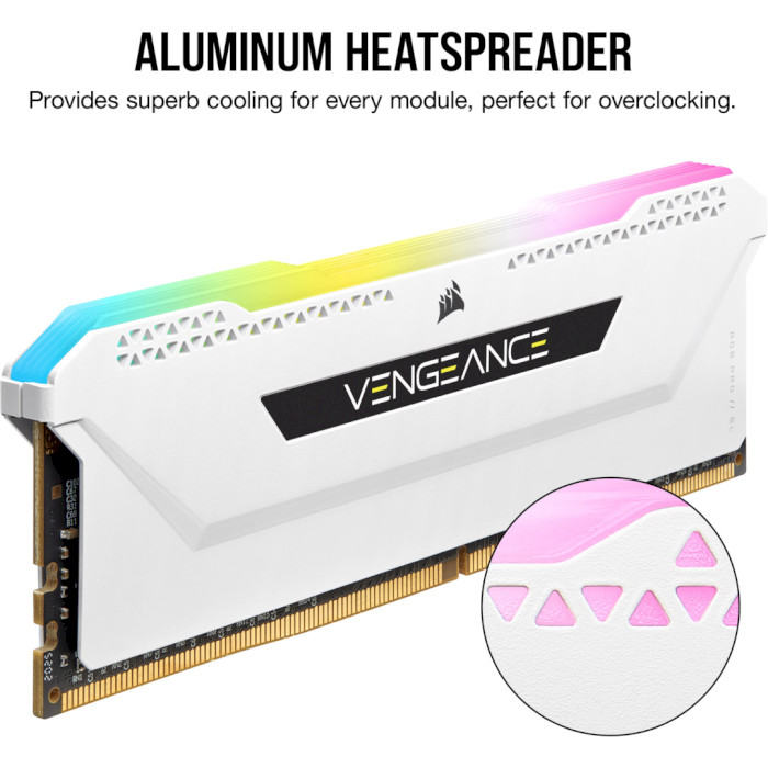 Модуль памяти CORSAIR Vengeance RGB Pro SL White DDR4 3600MHz 32GB Kit 2x16GB (CMH32GX4M2D3600C18W)