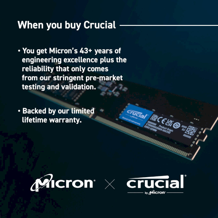 Модуль пам'яті CRUCIAL DDR5 5600MHz 16GB (CT16G56C46U5)