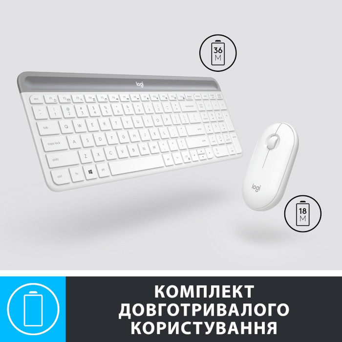 Комплект бездротовий LOGITECH MK470 Slim Wireless Combo UA Off-White (920-009205)