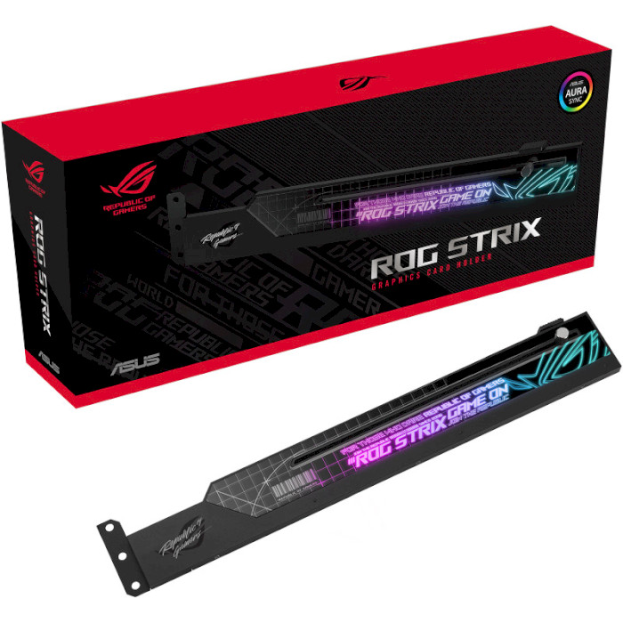Тримач для відеокарти ASUS ROG Strix Graphics Card Holder w/Aura Sync support (90YE00R0-M0NA00)