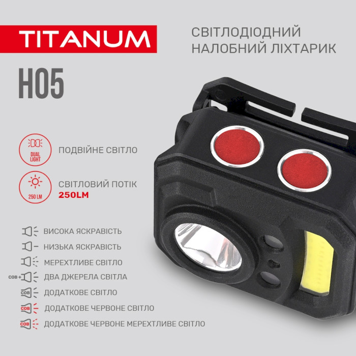 Фонарь налобный TITANUM TLF-H05