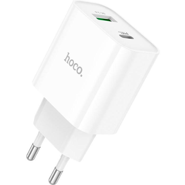 Зарядний пристрій HOCO C80A Plus Rapido 1xUSB-A, 1xUSB-C, PD20W, QC3.0 White (6931474779885)