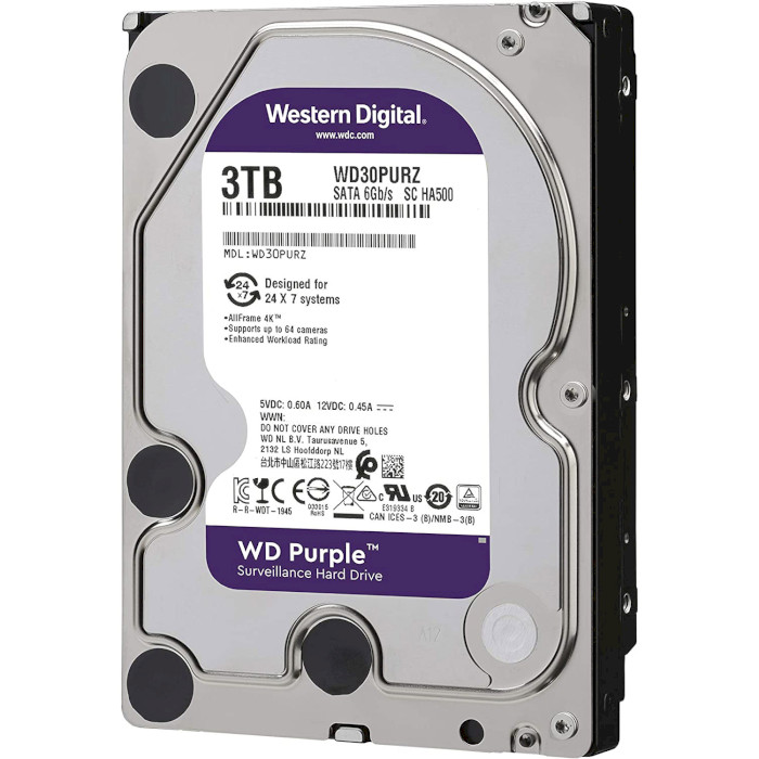 Жорсткий диск 3.5" WD Purple 3TB SATA/256MB (WD33PURZ)