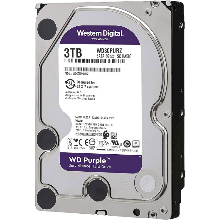 Жёсткий диск 3.5" WD Purple 3TB SATA/256MB (WD33PURZ)