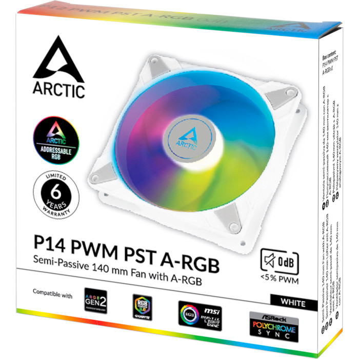 Вентилятор ARCTIC P14 PWM PST A-RGB White (ACFAN00276A)