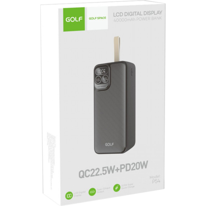 Повербанк GOLF P54 PD20W, QC22.5W 40000mAh Black