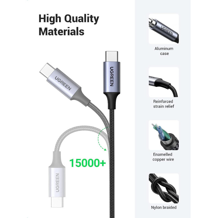 Кабель UGREEN CM450 USB-C to 3.5mm Audio Cable Type-C to 3.5mm 1м Black (20192)