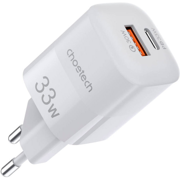 Зарядний пристрій CHOETECH PD5006 33W USB-C PD GaN Wall Charger White