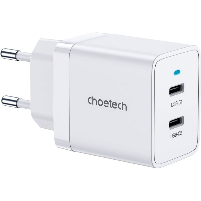 Зарядний пристрій CHOETECH Q5006 40W USB-C PD Wall Charger White