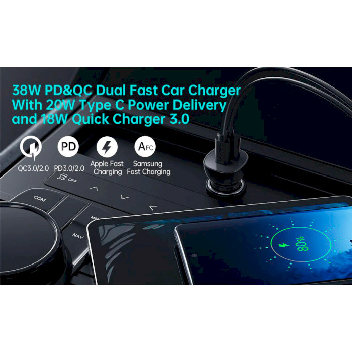 Автомобильное зарядное устройство CHOETECH TC0005 38W Dual USB Car Charger Black
