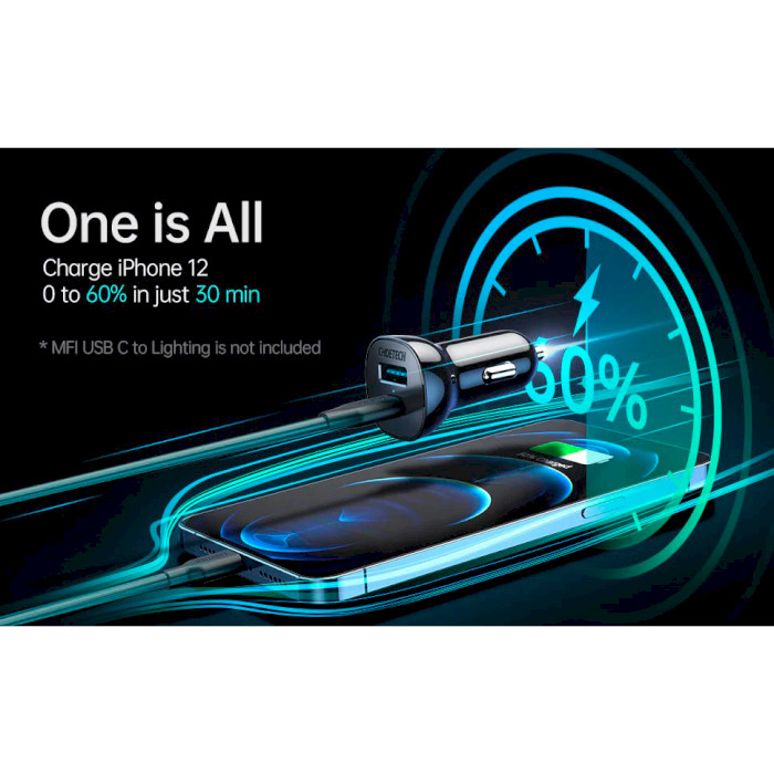 Автомобільний зарядний пристрій CHOETECH TC0005 38W Dual USB Car Charger Black
