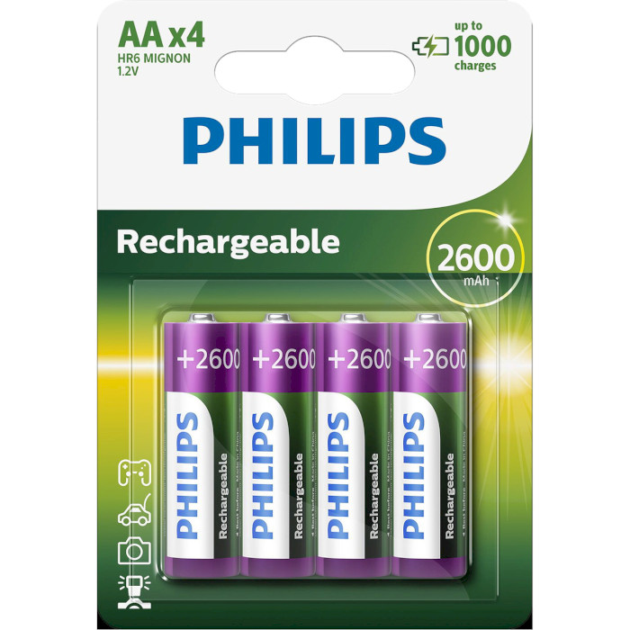Аккумулятор PHILIPS MultiLife AA 2600mAh 4шт/уп (R6B4B260/10)