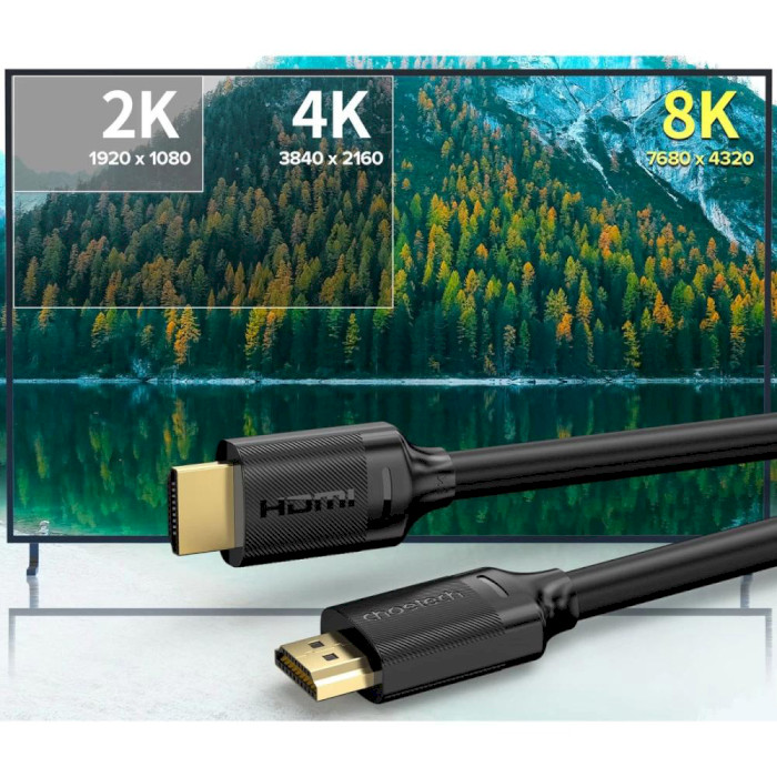 Кабель CHOETECH HDMI to HDMI 8K @60Hz HDMI v2.1 2м Black (XHH-TP20)