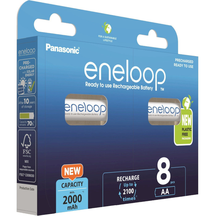 Акумулятор PANASONIC Eneloop AA 2000mAh 8шт/уп (BK-3MCDE/8BE/8HH)