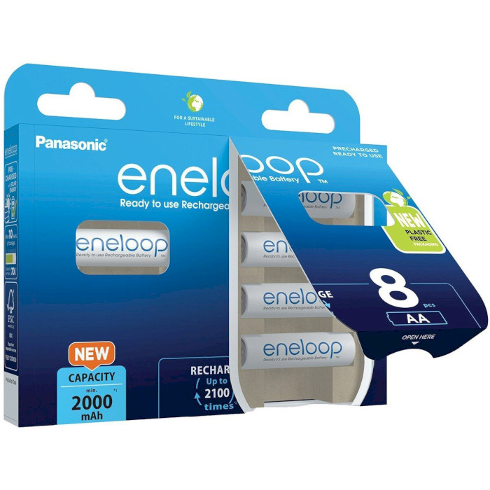 Аккумулятор PANASONIC Eneloop AA 2000mAh 8шт/уп (BK-3MCDE/8BE/8HH)