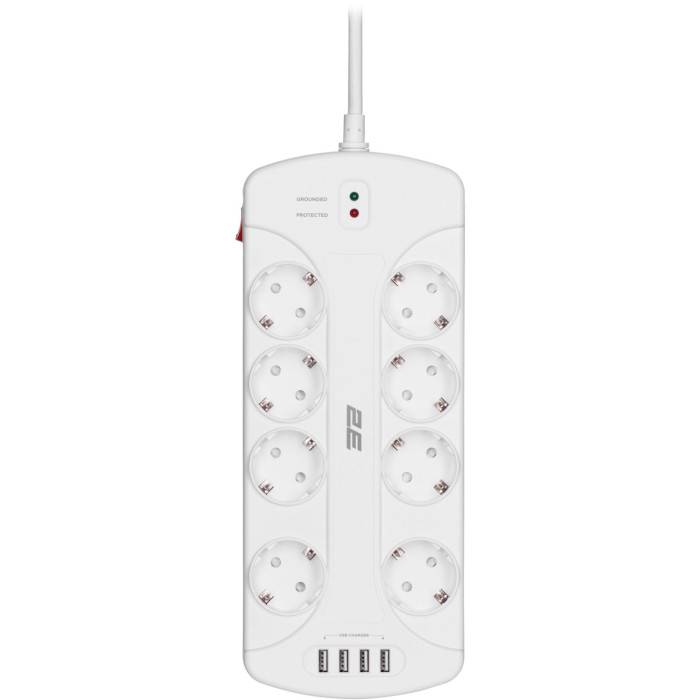 Сетевой фильтр 2E 2E-SP815M3USBWH White, 8 розеток, 4xUSB, 3м