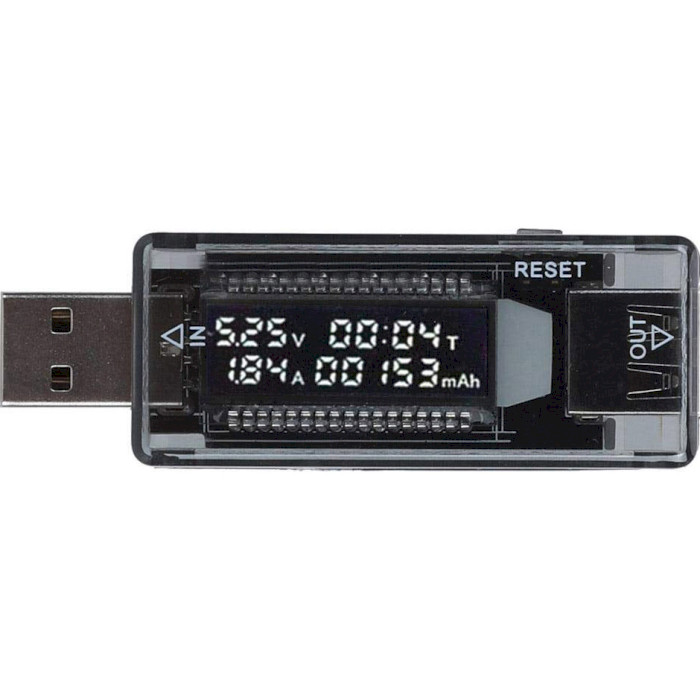 USB тестер KEWEISI KWS-V21 напруги (3-20V), сили струму (0-3A) та заряду батареї (0-99999 mAh)
