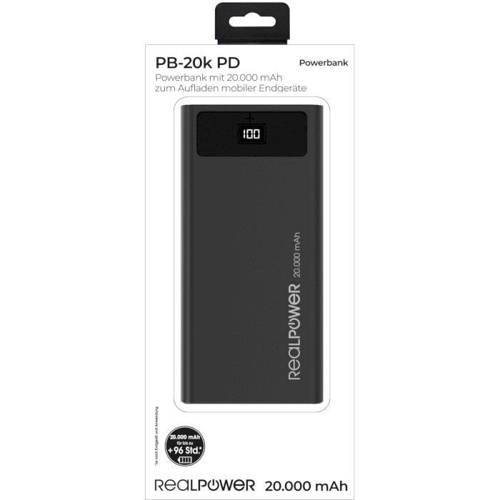Повербанк REALPOWER PB-20k PD 20000mAh Black (306949)