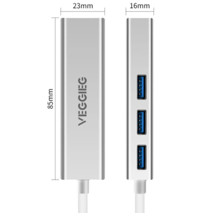 Мережевий адаптер з USB хабом VEGGIEG U3-3U-S