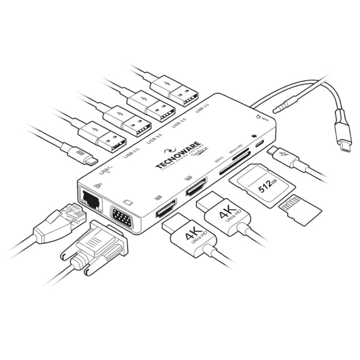 Порт-репликатор TECNOWARE USB Type-C 13-in-1 Adapter Hub (FHUB17692)