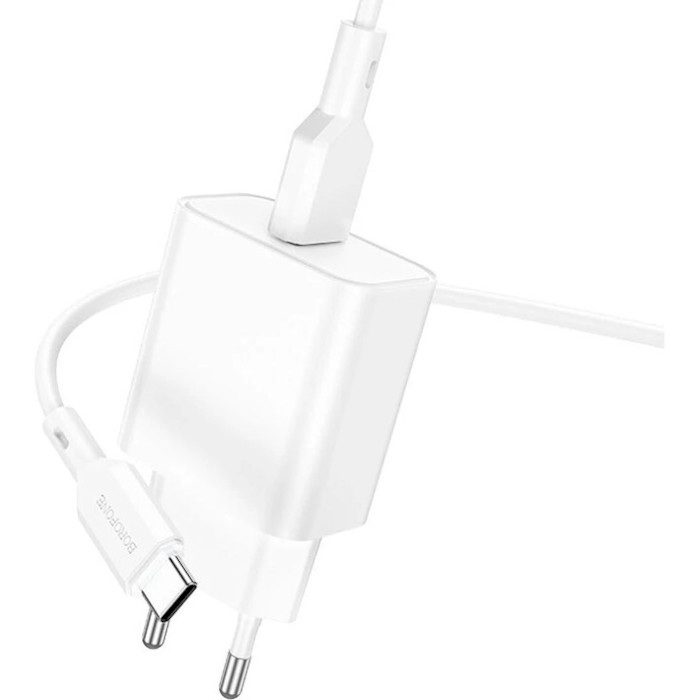 Зарядний пристрій BOROFONE BA72A Spring1xUSB-A QC3.0 18W White w/Type-C cable