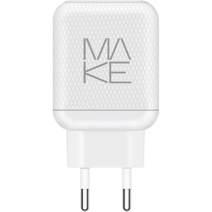 Зарядний пристрій MAKE 30W USB-C PD + USB-A QC3.0 White (MCW-326PWH)