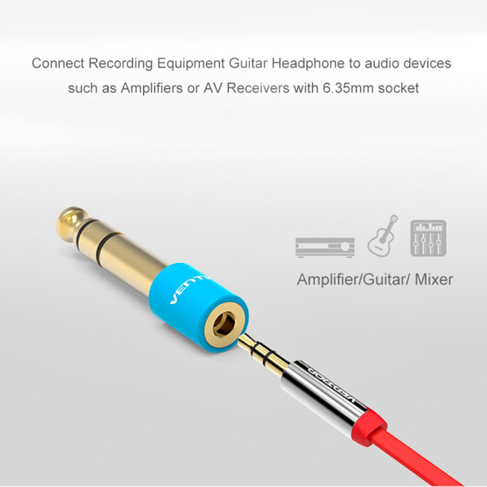 Адаптер VENTION jack 6.35 мм - mini-jack 3.5 мм Blue (VAB-S01-L)