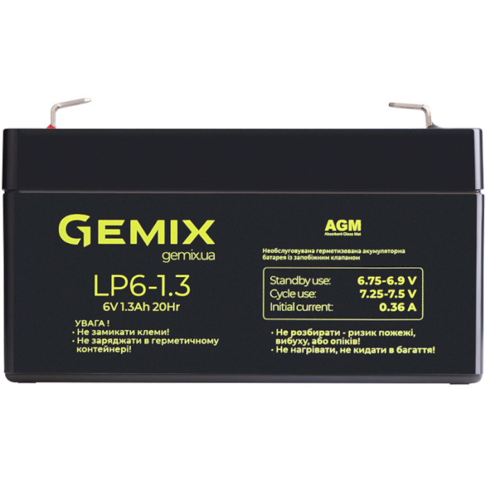 Акумуляторна батарея GEMIX LP6-1.3 (6В, 1.3Агод)