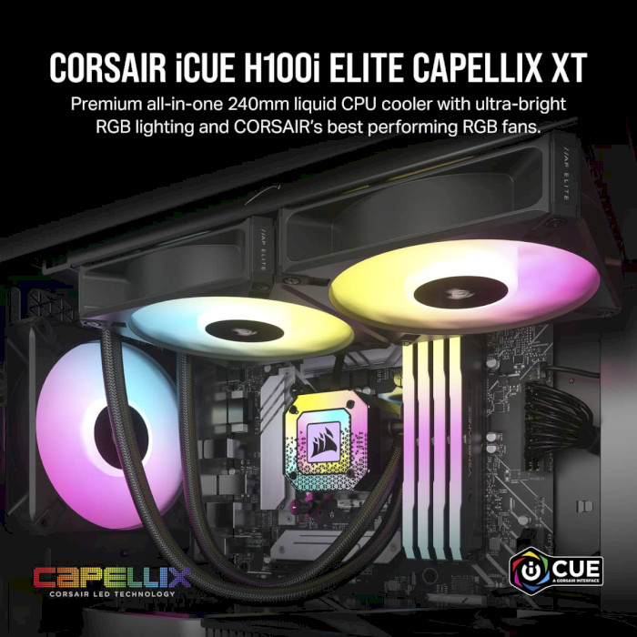 Система водяного охолодження CORSAIR iCUE H100i Elite Capellix XT Black (CW-9060068-WW)