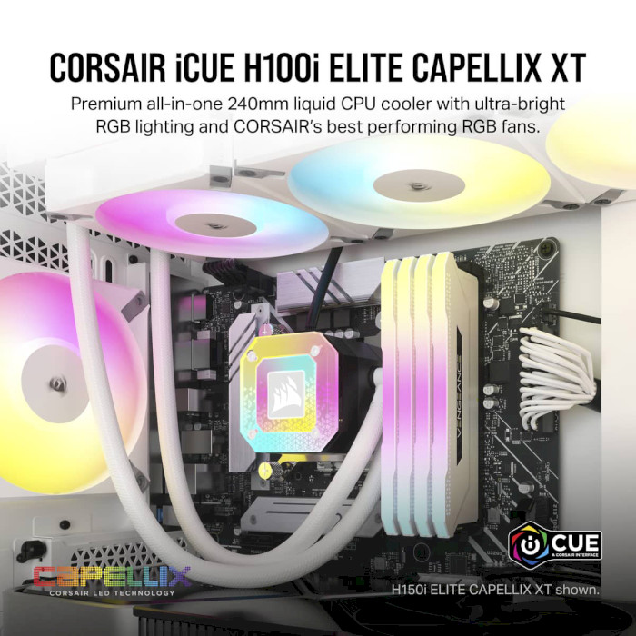 Система водяного охлаждения CORSAIR iCUE H100i Elite Capellix XT White (CW-9060072-WW)