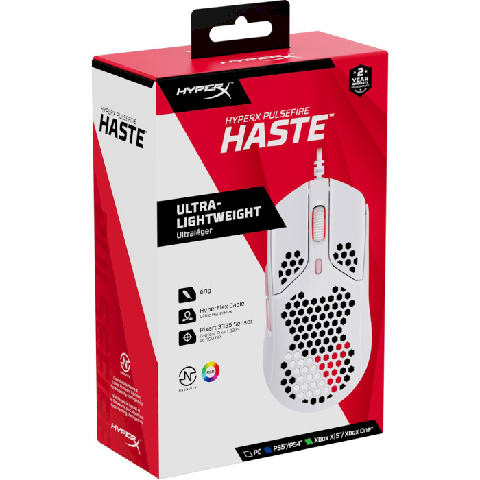 Мышь игровая HYPERX Pulsefire Haste White/Pink (4P5E4AA)