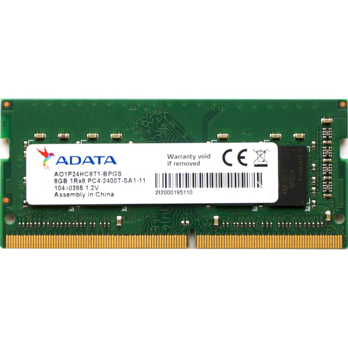 Модуль пам'яті ADATA SO-DIMM DDR4 2400MHz 8GB (AO1P24HC8T1-BPGS)