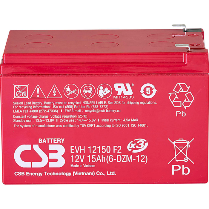 Акумуляторна батарея CSB EVH 12150 (12В, 15Агод)