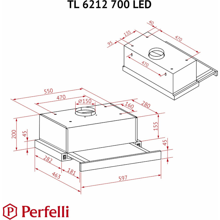Вытяжка PERFELLI TL 6212 I 700 LED