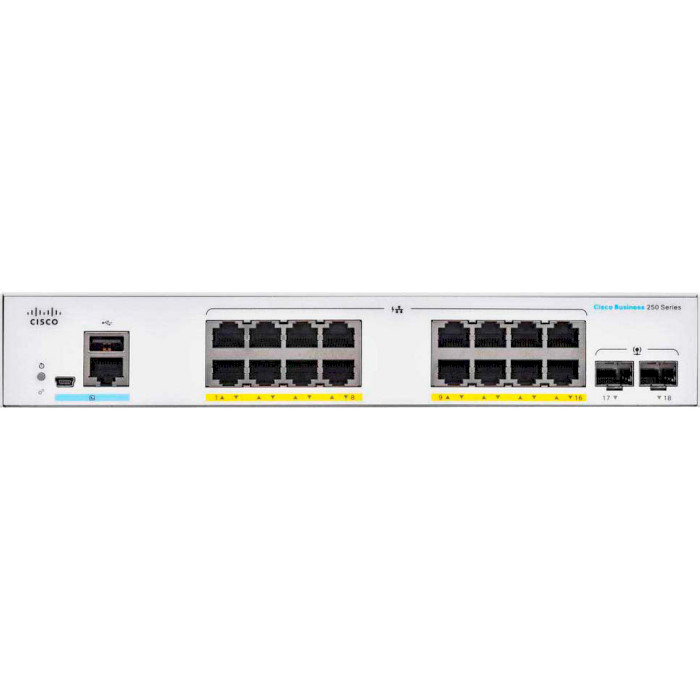 Комутатор CISCO CBS250-16P-2G-EU