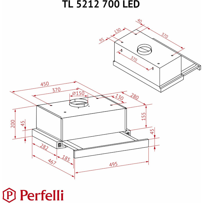 Витяжка PERFELLI TL 5212 WH 700 LED