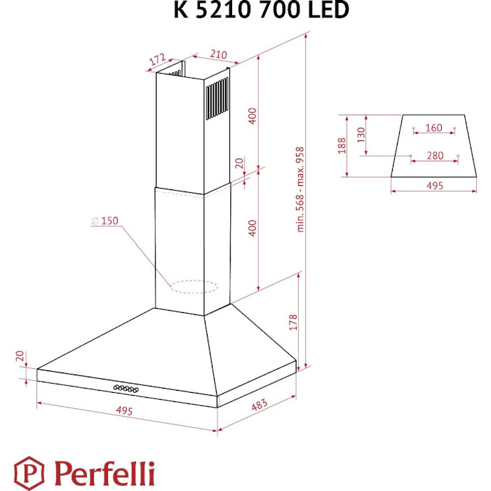 Витяжка PERFELLI K 5210 I 700 LED