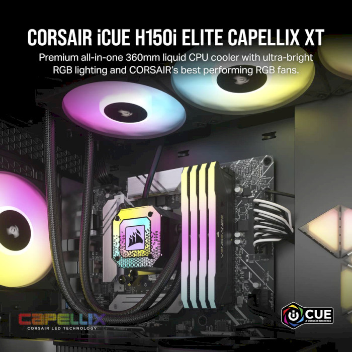 Система водяного охолодження CORSAIR iCUE H150i Elite Capellix XT Black (CW-9060070-WW)