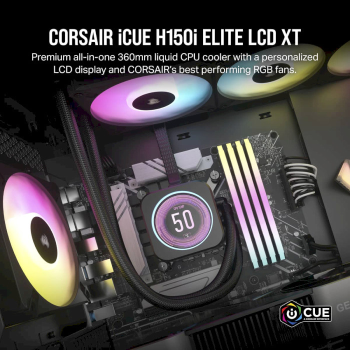 Система водяного охолодження CORSAIR iCUE H150i Elite LCD XT Black (CW-9060075-WW)