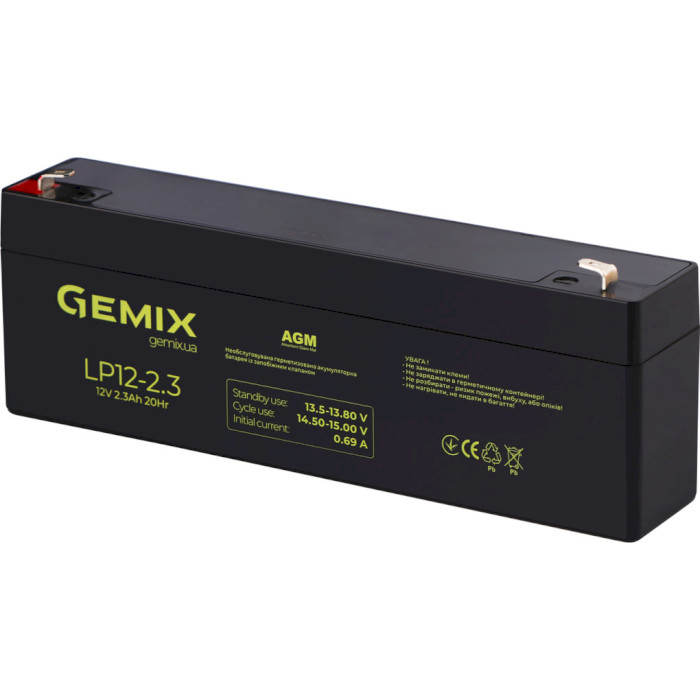 Акумуляторна батарея GEMIX LP12-2.3 (12В, 2.3Агод)