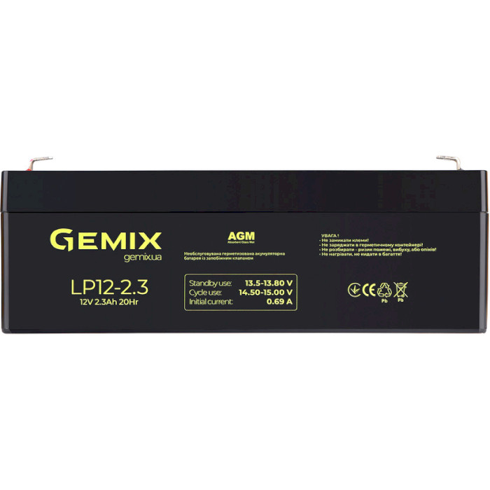 Акумуляторна батарея GEMIX LP12-2.3 (12В, 2.3Агод)