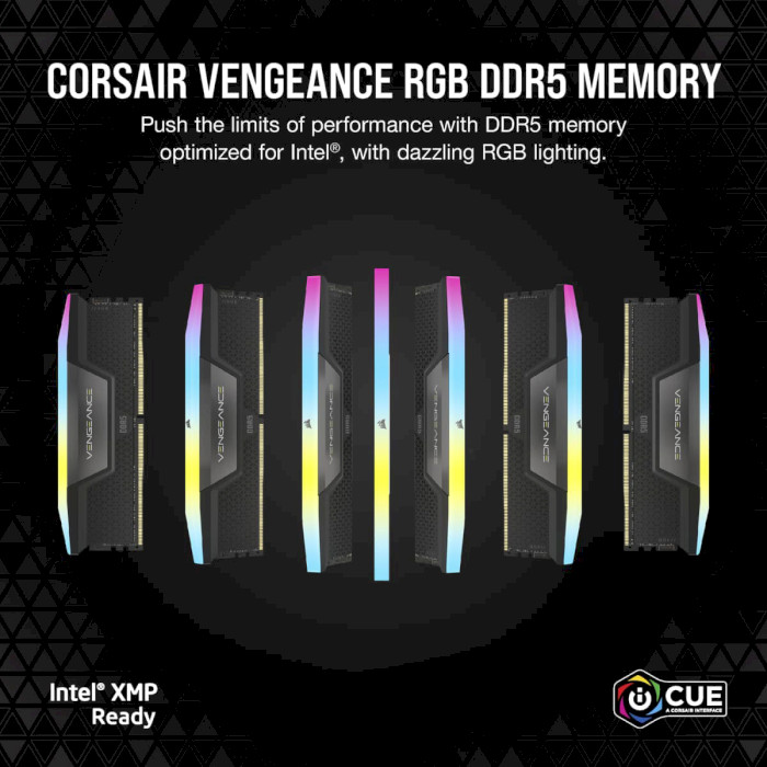 Модуль пам'яті CORSAIR Vengeance RGB Black DDR5 7200MHz 32GB Kit 2x16GB (CMH32GX5M2X7200C34)