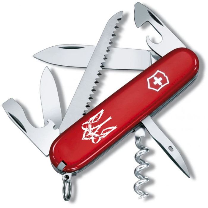 Швейцарский нож VICTORINOX Camper Ukraine "Тризуб Готический белый" Red (1.3613_T0630U)