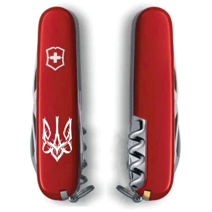 Швейцарський ніж VICTORINOX Camper Ukraine "Тризуб Готичний білий" Red (1.3613_T0630U)