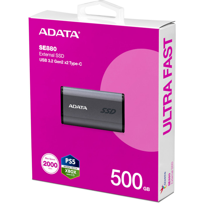 Портативный SSD диск ADATA Elite SE880 500GB USB3.2 Gen2x2 Titanium Gray (AELI-SE880-500GCGY)