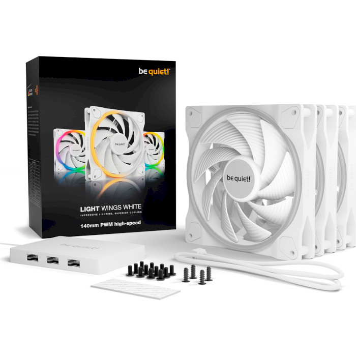 Комплект вентиляторів BE QUIET! Light Wings 140 PWM High-Speed White 3-Pack (BL103)