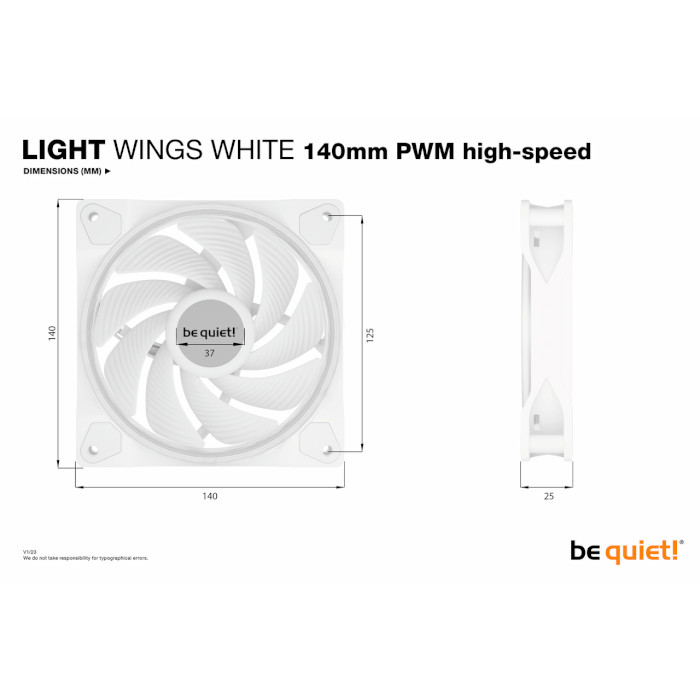 Комплект вентиляторів BE QUIET! Light Wings 140 PWM High-Speed White 3-Pack (BL103)