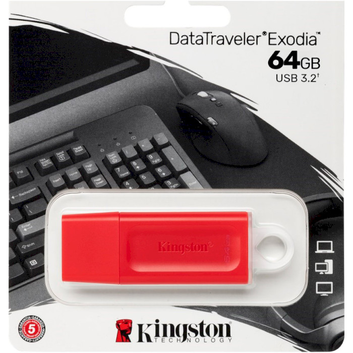 Флешка KINGSTON DataTraveler Exodia USB3.2 64GB Red/White (KC-U2G64-7GR)